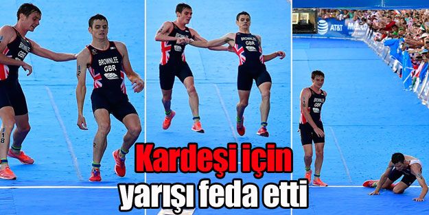 Kardeşi için yarışı feda etti!